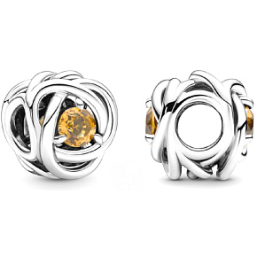 Charme Sterling Silber 925 Unendlicher Kreis der Ewigkeit November honiggelb, Perle für Armband