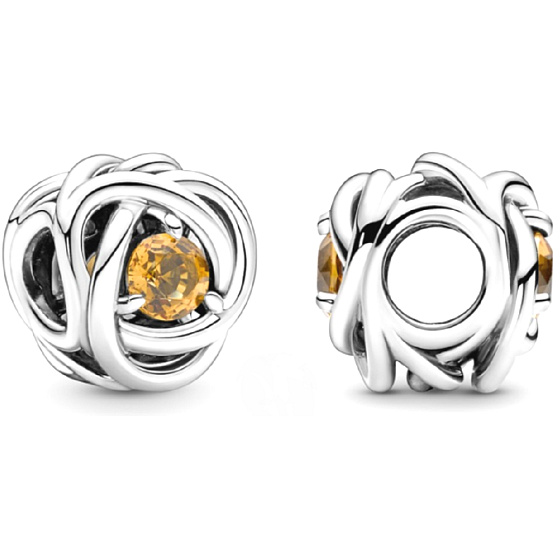 Charme Sterling Silber 925 Unendlicher Kreis der Ewigkeit November honiggelb, Perle für Armband