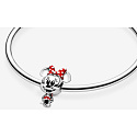 Charm Sterling Silber 925 Disney Minnie Mouse Maus mit Polka Dot Kleid und Schleife, Perle am Armband