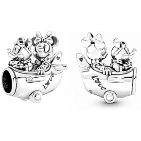 Charme Sterling Silber 925 Disney Abenteuer mit Mickey Mouse und Minnie. reisearmband Perle