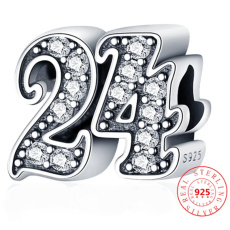 Charme Sterling Silber 925 24 Jahrestag, Perle auf Armband