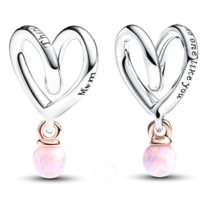 Charm Sterlingsilber 925 Zweifarbiges eingewickeltes Herz für Mama, Anhänger für Familienarmband