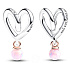 Charm Sterlingsilber 925 Zweifarbiges eingewickeltes Herz für Mama, Anhänger für Familienarmband