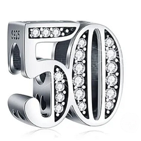 Charme Sterling Silber 925 50. Jahrestag, Perle auf Armband