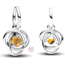 Charme Sterling Silber 925 Gelb Ewigkeit Kreis November, Anhänger am Armband Symbol