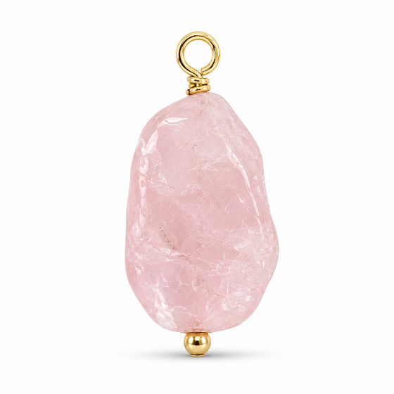 Rosenquarz – Mini-Anhänger aus Naturstein ca. 0,8–1,2 cm, goldfarbene Ausführung | Talisman der Liebe, Vergebung und des Mitgefühls