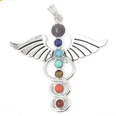 7 Chakren Energie-Anhänger - Engel Symbol Naturperlen 5,5 cm 7 Chakren Energie-Anhänger - Engel Symbol Naturperlen 5,5 cm