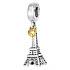 Sterling Silber 925 Eiffelturm + Herz Liebe für Paris, 2in1 Reise-Armband-Anhänger
