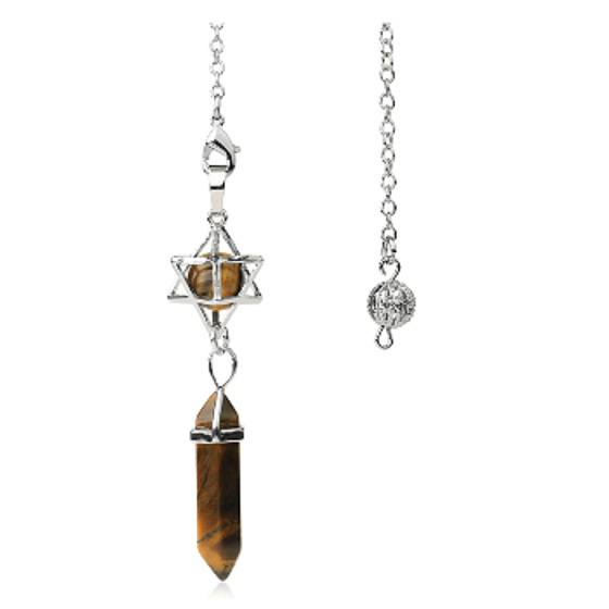 Tigerauge Merkaba + Pendel, Naturstein-Anhänger 71 x 8 x 8 mm