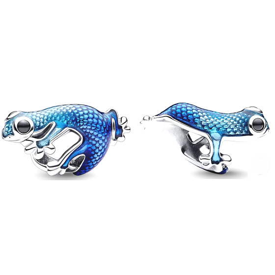 Charme Sterling Silber 925 Metallic blau Gecko wechselnde Farbe, Perle auf Armband Tier