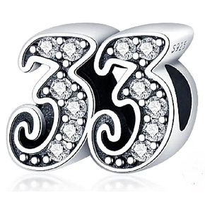 Charme Sterling Silber 925, 33 Jahrestag, Perle für Armband