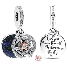 Charms Sterling Silber 925 Zweifarbige Sternschnuppe 2in1, Liebesarmband Anhänger