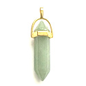 Avanturin Pendel sechseckiger Goldanhänger 41 x 13 mm, Naturstein handgeschnitzt, Glücksstein