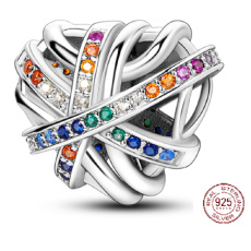 Sterling Silber 925 Wrapped Herz Perle auf Armband Liebe Sterling Silber 925 Wrapped Herz Perle auf Armband Liebe