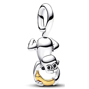 Charms Sterling Silber 925 Freundlicher Affe, Tierarmbandanhänger
