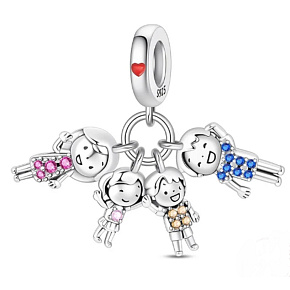 Charm Rodina – láska, pouto a domov v srdci = táta, máma a my, korálek na náramek rodina