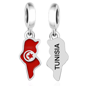 Charm Tunesien-Flagge – Karte und Erinnerung an das sonnige Nordafrika | Anhänger für Reise-Armband Charm Tunesien-Flagge – Karte und Erinnerung an das sonnige Nordafrika | Anhänger für Reise-Armband