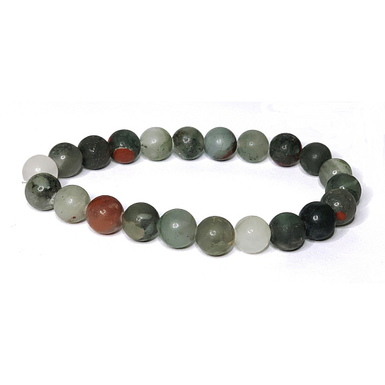 Heliotrop / Blutstein mattes Armband elastischer Naturstein, Kugel 8 mm / 16 -17 cm, Stein des Mutes