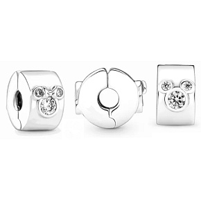 Charms Sterling Silber 925 Disney Mickey Mouse & Minnie Mouse, Stopper, Clip Perle für Armband