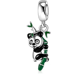 Charms Sterling Silber 925 Panda auf Zweig, Tierarmband-Anhänger Charms Sterling Silber 925 Panda auf Zweig, Tierarmband-Anhänger