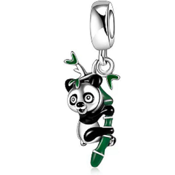 Charms Sterling Silber 925 Panda auf Zweig, Tierarmband-Anhänger