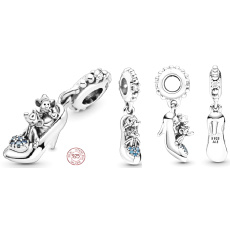 Charme Sterling Silber 925 Disney Cinderella Pantoffel, Anhänger für Armband