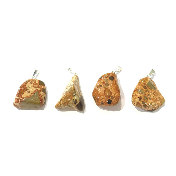 Vulkanische Brekzie India Troml Anhänger Naturstein M, ca. 2,5 cm, Erdungsstein - Feuer und Kraft