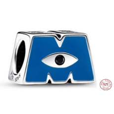 Charme Sterling Silber 925 Disney Monsters Ltd (Pixar), Logo M, Perle auf Armband Film Charme Sterling Silber 925 Disney Monsters Ltd (Pixar), Logo M, Perle auf Armband Film