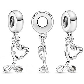 Sterling Silber 925 Stethoskop Herz Anhänger Armband Interessen Sterling Silber 925 Stethoskop Herz Anhänger Armband Interessen