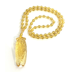 Citrín cikáda přívěsek přírodní kámen, ručně vyřezávaný 53 x 18 x 13 mm, kámen hojnosti, úspěchu