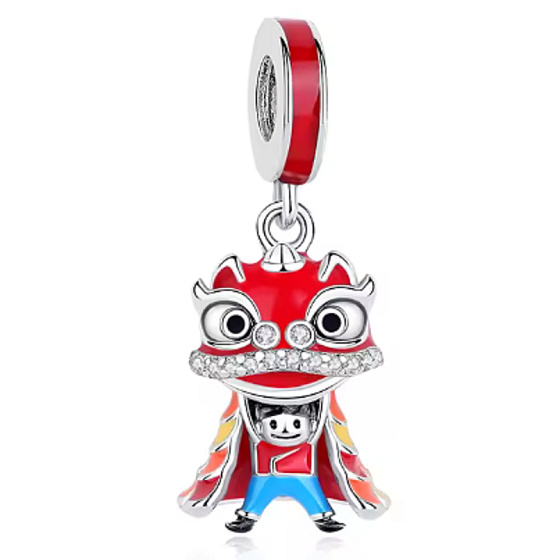 Charm Čína, dračí tanec, Dračí síla – Talisman odvahy a štěstí, přívěsek na náramek cestování