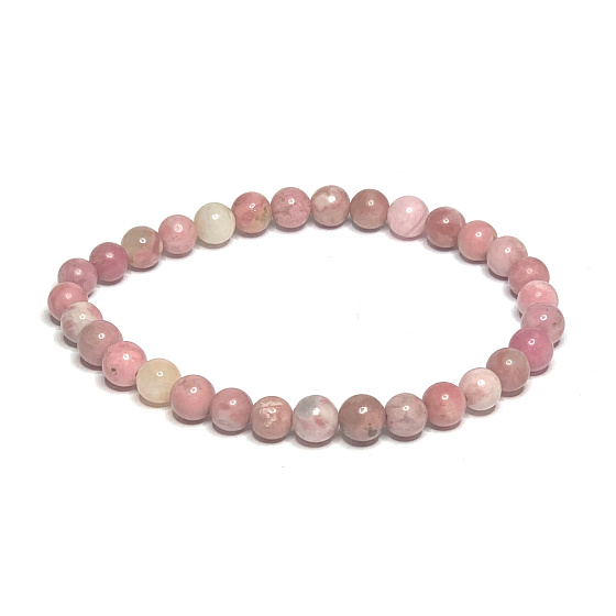 Rhodonit-Armband elastischer Naturstein, Kugel 6 mm / 16 - 17 cm, Stein der Vergebung