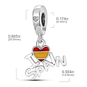 Charm Sterlingsilber 925 Spanien Flagge Herz - Ich liebe Spanien, 2-in-1 Anhänger für Armband Reisen