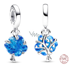 Sterling Silber 925 Baum des Lebens blaues Glas Murano, Natur Armband Anhänger Sterling Silber 925 Baum des Lebens blaues Glas Murano, Natur Armband Anhänger