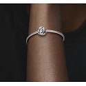 Charme Sterling Silber 925 Infinity Kreis der Ewigkeit April weiß - klar, Perle für Armband