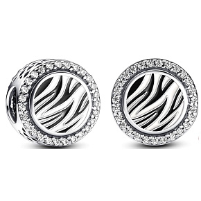 Charm Sterling Silber 925 Charm mit Zebradruck, Perle auf Armband Tier