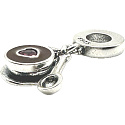 Charme Sterling Silber 925 Kaffeetasse und Löffel 2in1, Essen und Trinken Armband Anhänger