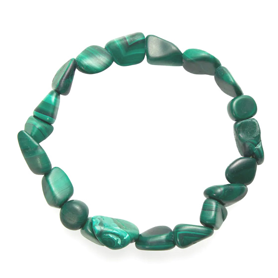 Malachit Armband elastisch gehackter Naturstein 19 cm, Wunschstein
