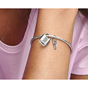 Charms Sterling Silber 925 Vorhängeschloss und Schlüssel 2in1, Liebesarmband Anhänger