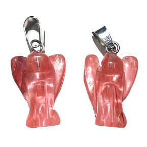 Kristall rosa Engel Schutzengel Anhänger Naturstein handgeschliffen 2 - 2,2 cm, Stein der Steine
