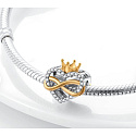 Sterling Silber 925 Königin der Herzen - Unendlichkeit und Herz mit Krone, Liebesarmband Perle