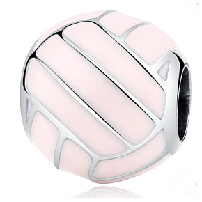 Charme Sterling Silber 925 Volleyball - rosa, Perle am Armband Sport