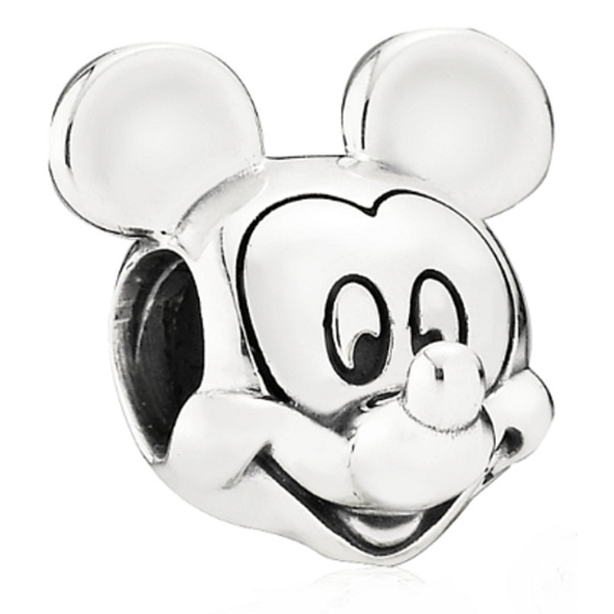 Charme Sterling Silber 925 Disney Mickey Mouse Porträt, Perle am Armband