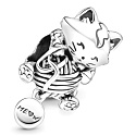 Charme Sterling Silber 925 Katze mit Keulen, Perle auf Armband pet