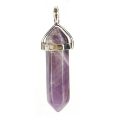 Amethyst Pendel Sechseck Anhänger Naturstein 41 x 13 mm, Stein der Könige und Bischöfe
