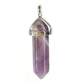 Amethyst Pendel Sechseck Anhänger Naturstein 41 x 13 mm, Stein der Könige und Bischöfe