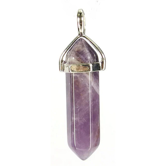 Amethyst Pendel Sechseck Anhänger Naturstein 41 x 13 mm, Stein der Könige und Bischöfe