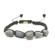 Rohes Tansanit-Naturstein-Armband, handgestrickt, größenverstellbar