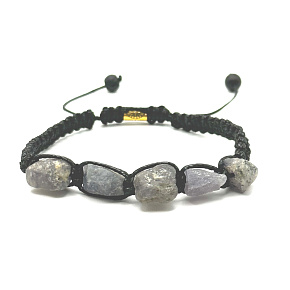 Rohes Tansanit-Naturstein-Armband, handgestrickt, größenverstellbar Rohes Tansanit-Naturstein-Armband, handgestrickt, größenverstellbar