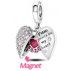 Sterling Silber 925 Pawprints on my heart, Herz-Anhänger an Haustier-Armband